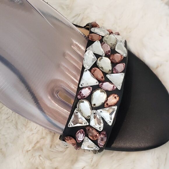 BCBGeneration Jeweled Ankle Strap Black Heels Size 9 - Picture 3 of 11